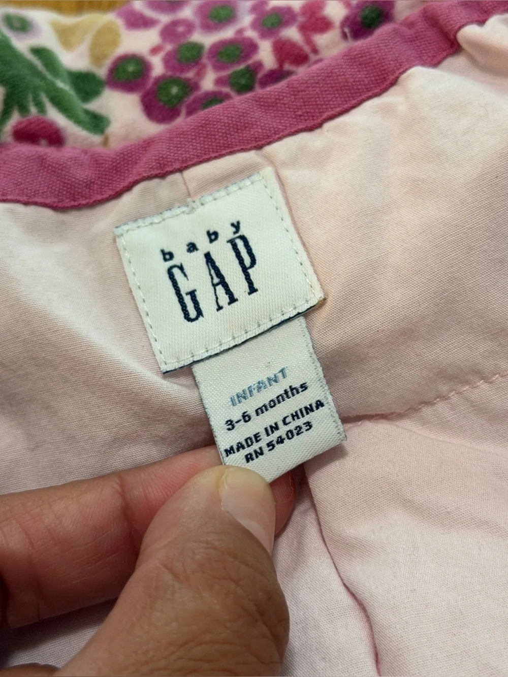 Baby GAP 3-6 MONTHS Pink Floral Velour Pea Coat